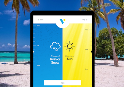 screengrab of a holiday weather mobile app created by OWA